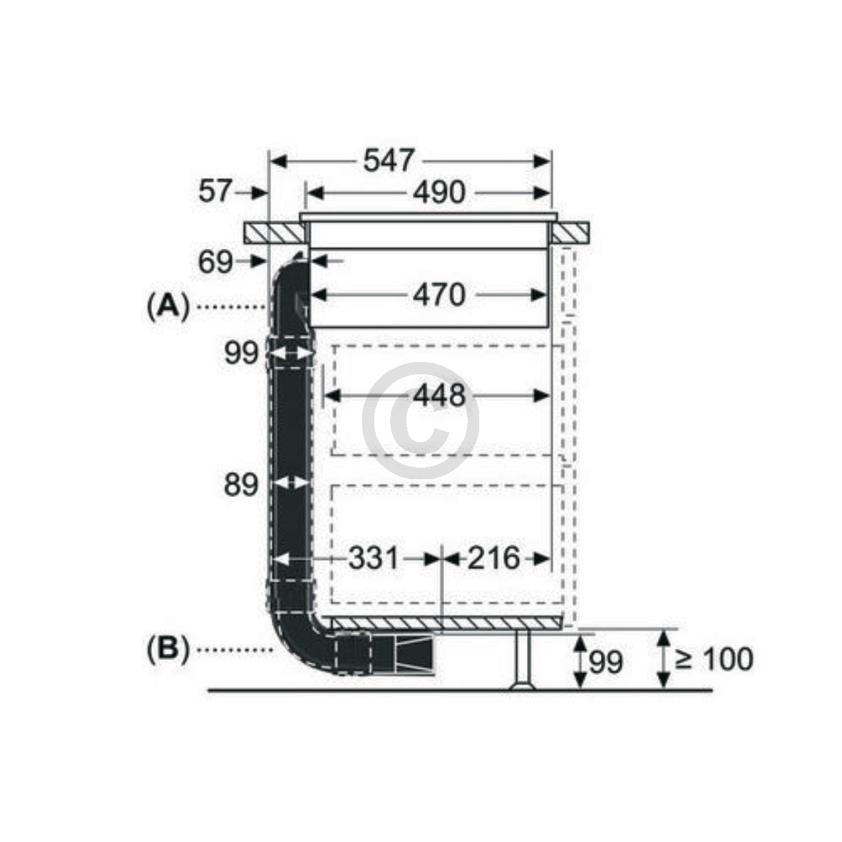 Standard Umluftset BOSCH 17007180 60cm Einbau für Dunstabzugshaube