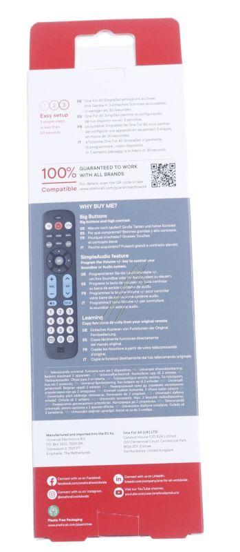 One For All Big-Button Fernbedienung für TV & Telefonie große Tasten, einfache Einrichtung