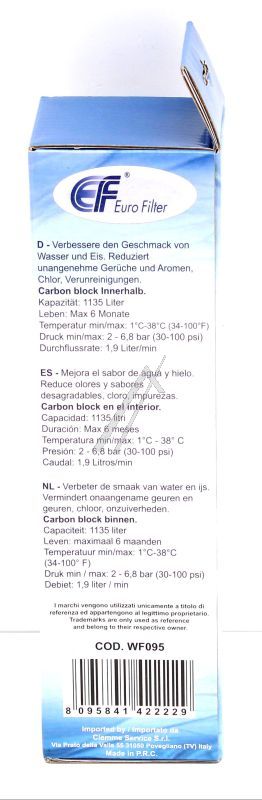 WF095 Wasserfilter für Kühlschrank Eurofilter 00740560 Kühlung, Filtration