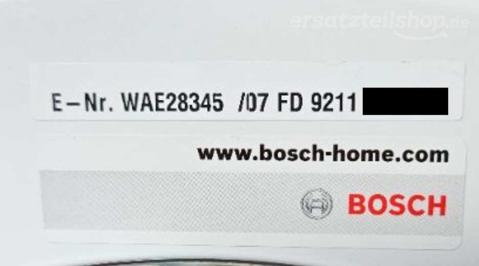 Typenschild Bosch WAE28345/07