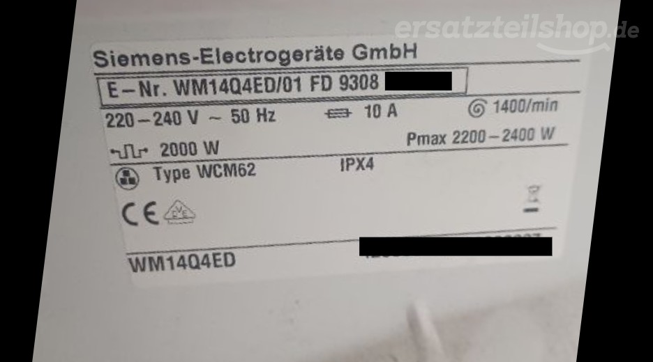 Typenschild Siemens WM14Q4ED/01