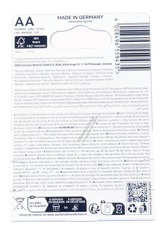 Varta Longlife Power AA-Batterien 4906121414 4er-Blister