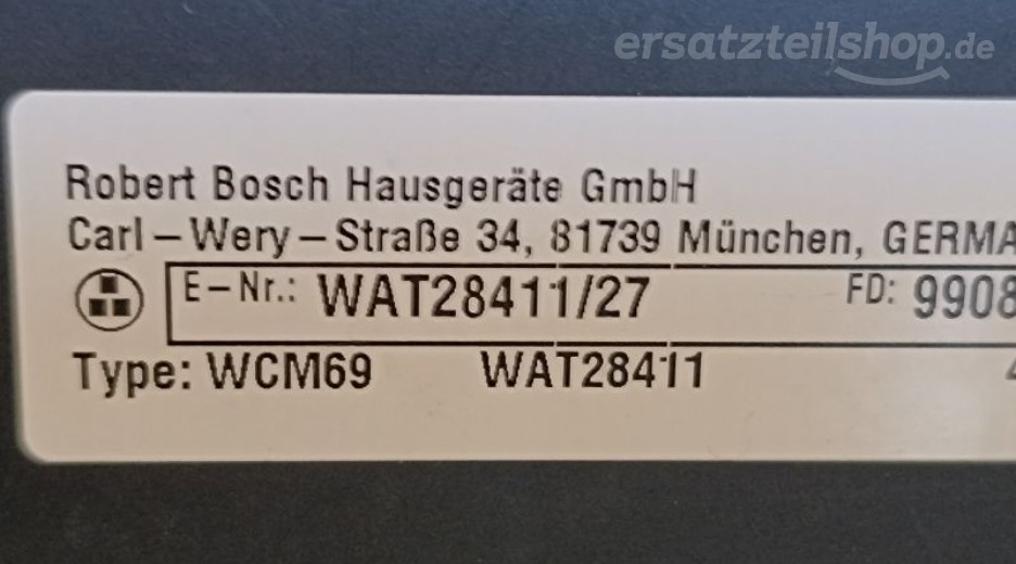 Typenschild Bosch WAT28411/27