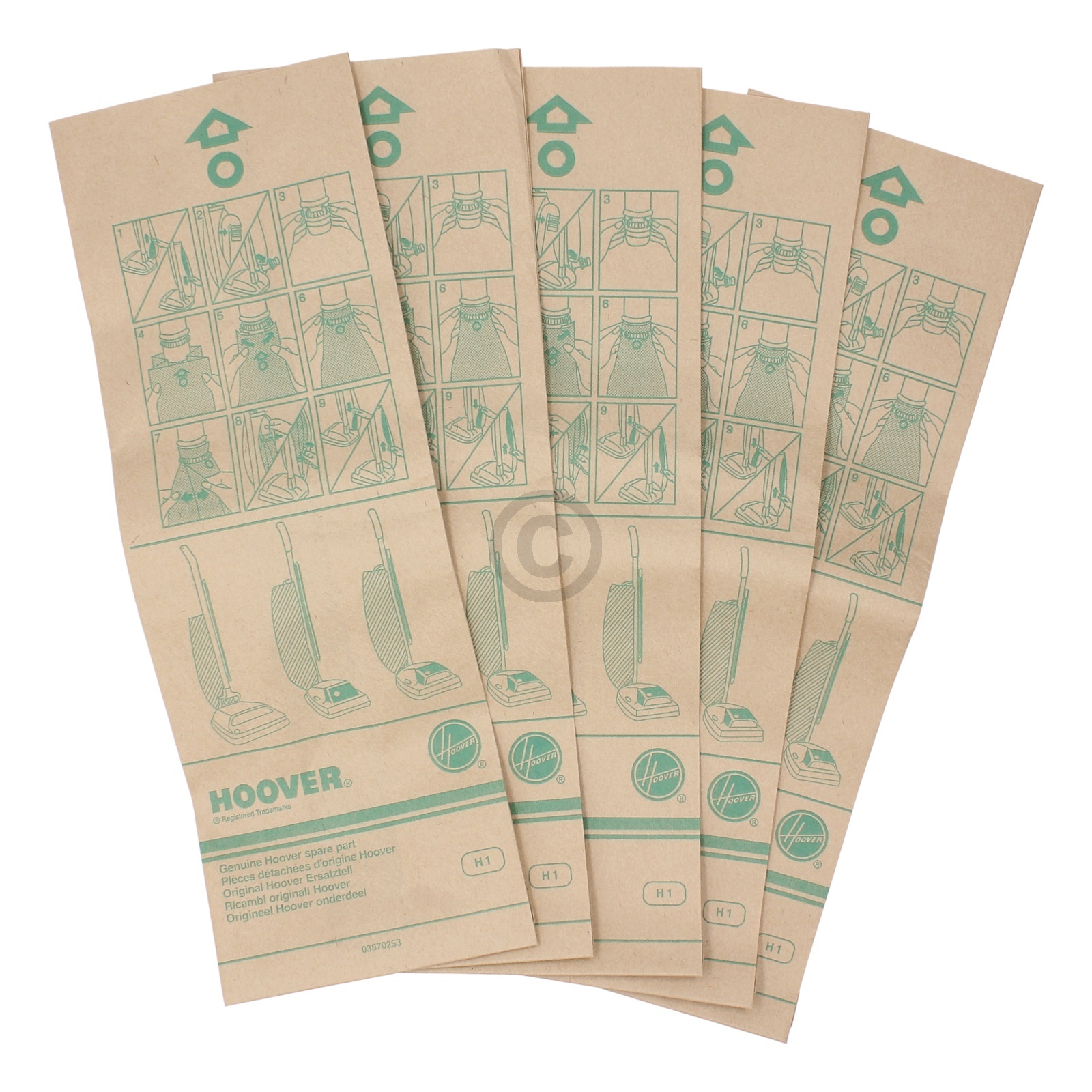 Filterbeutel HOOVER H1 09178377 für NassTrockenSauger 5Stk