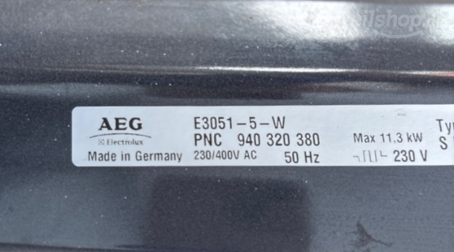 Typenschild AEG E3051-5-W DE R08 94032038000