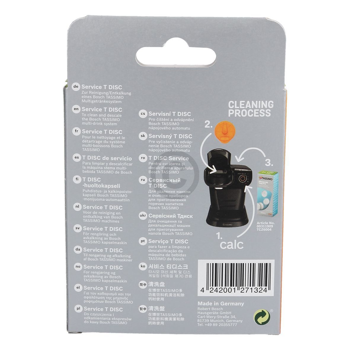 Reinigungsdisc BOSCH 17001491 TDisc orange für Tassimo Kapselautomat