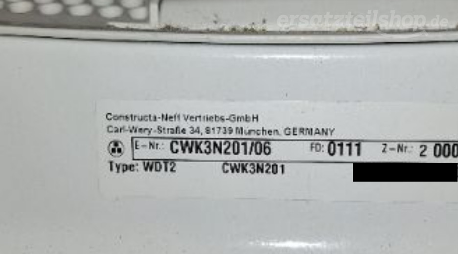 Typenschild Constructa H 5241-60 B CWK3N201/06