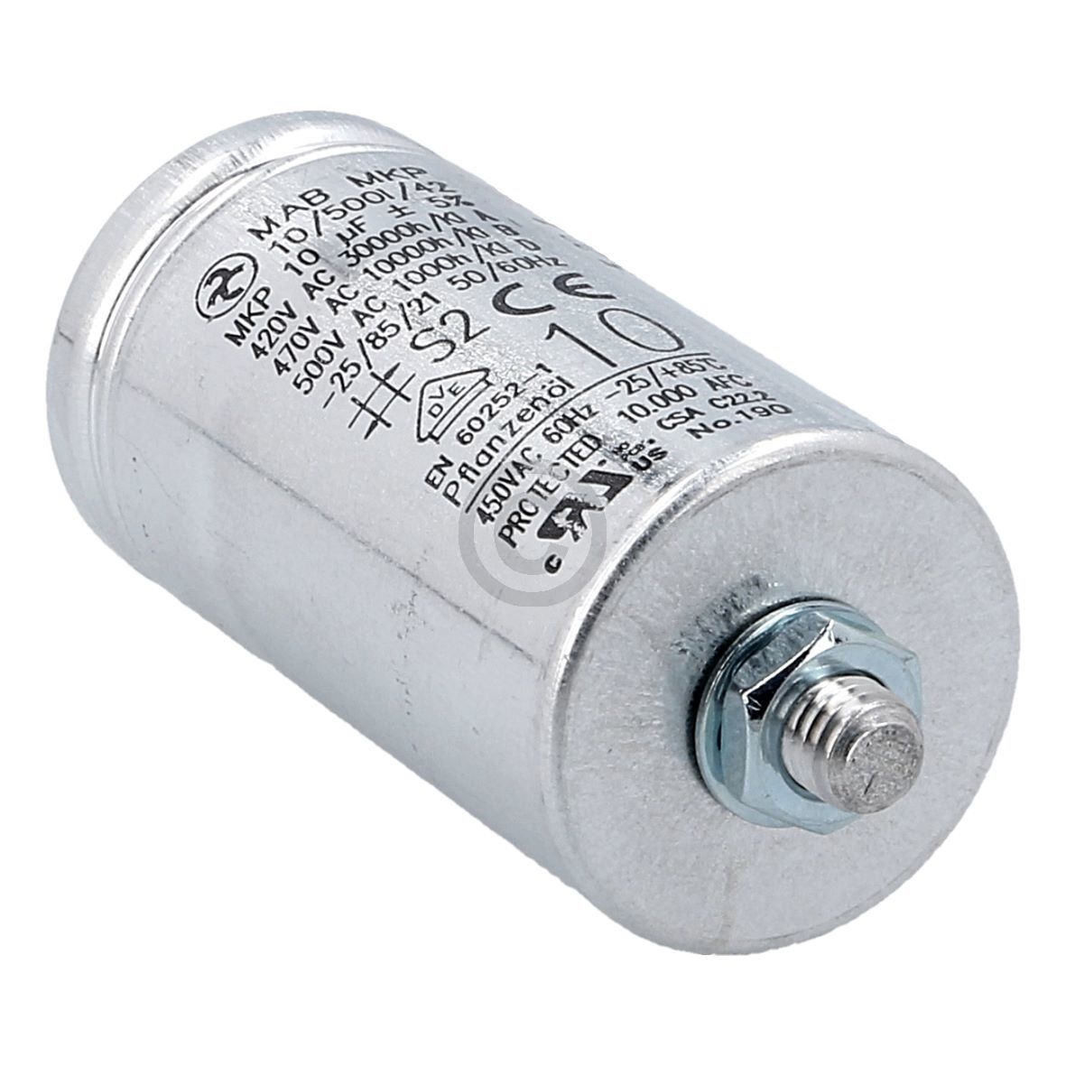 Kondensator 10µF 420V HYDRA MAB MKP 10/500I/42 mit Steckfahnen Befestigungsschraube