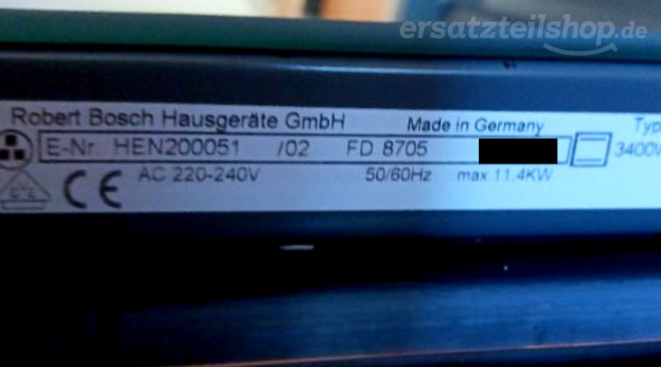 Typenschild Bosch HEN200051/02