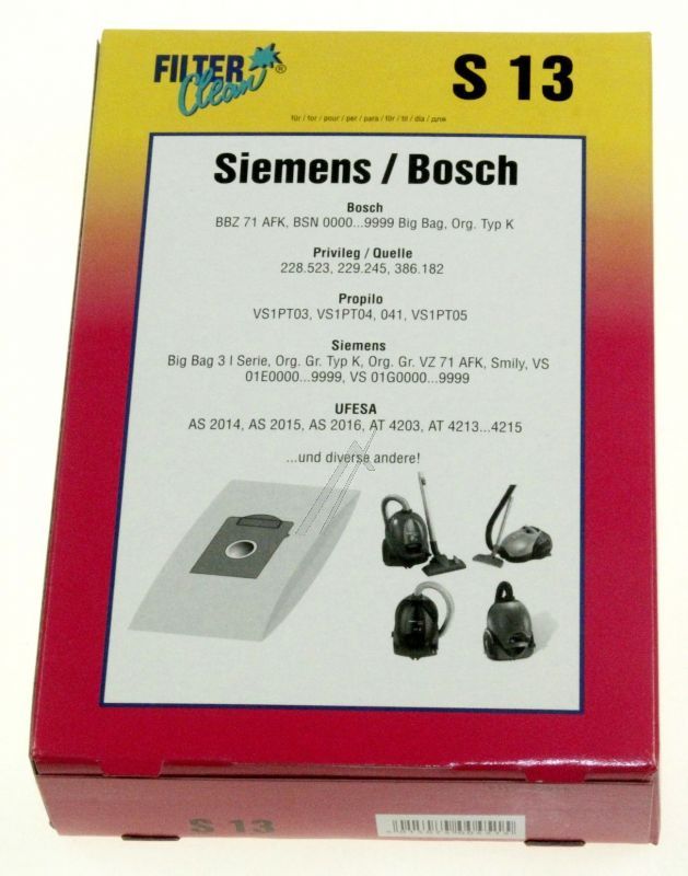 S13-Beutel für Staubsauger Filterclean 000279K 5 Stück