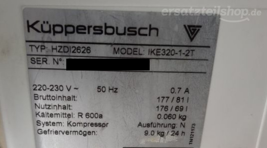 Typenschild Küppersbusch IKE320-1-2T 121173
