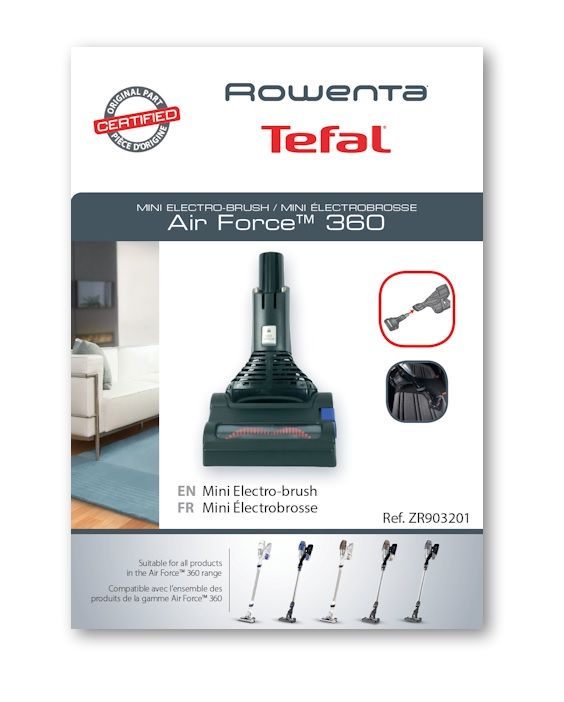 Rowenta Air Force 360 Mini-Elektrobürste ZR903201 für Tierhaare und Möbel