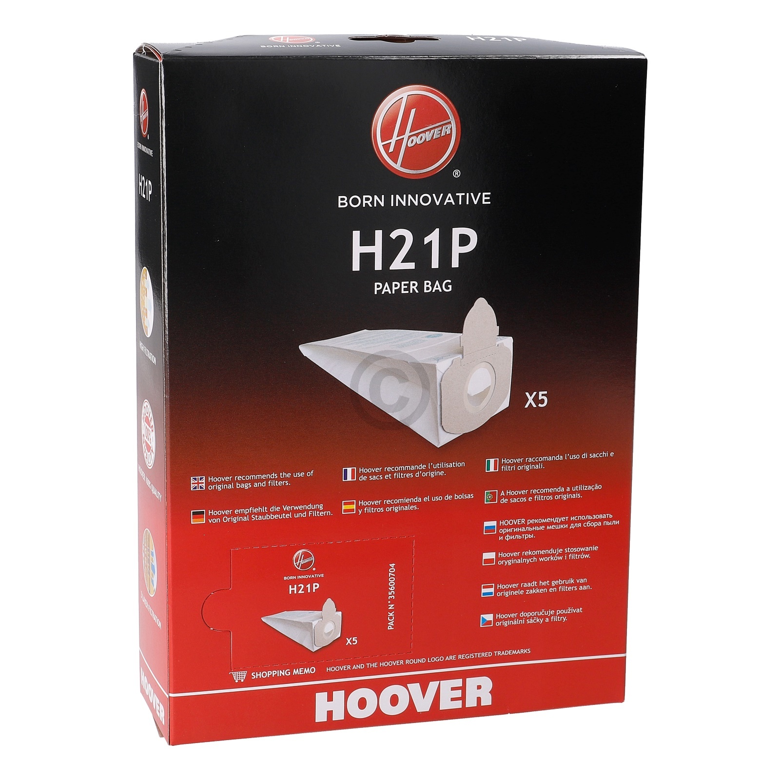 Filterbeutel HOOVER 35600704 H21P für Staubsauger 5Stk