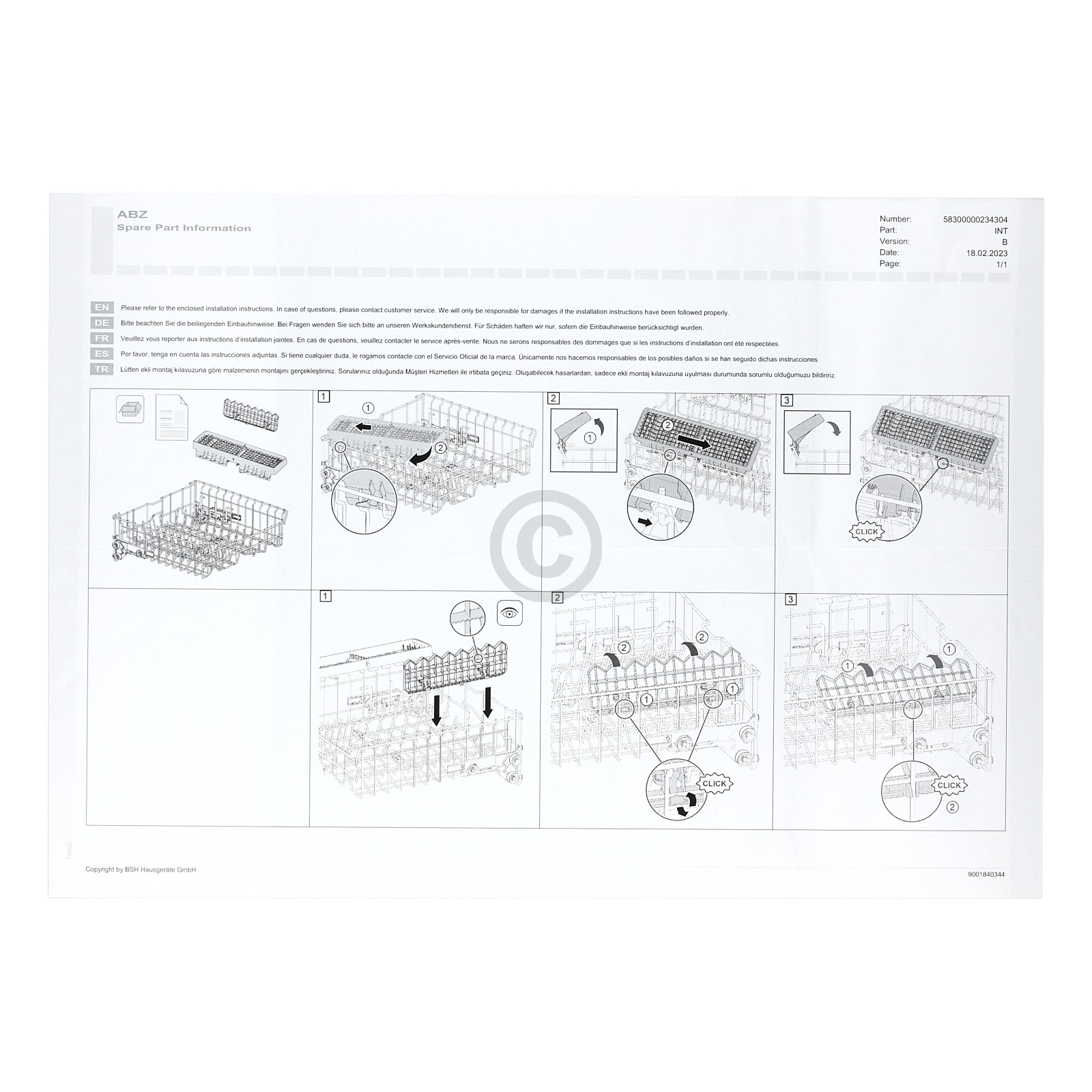 Geschirrkorb oben silber, RackMatic 00770441 770441 Bosch, Siemens, Neff