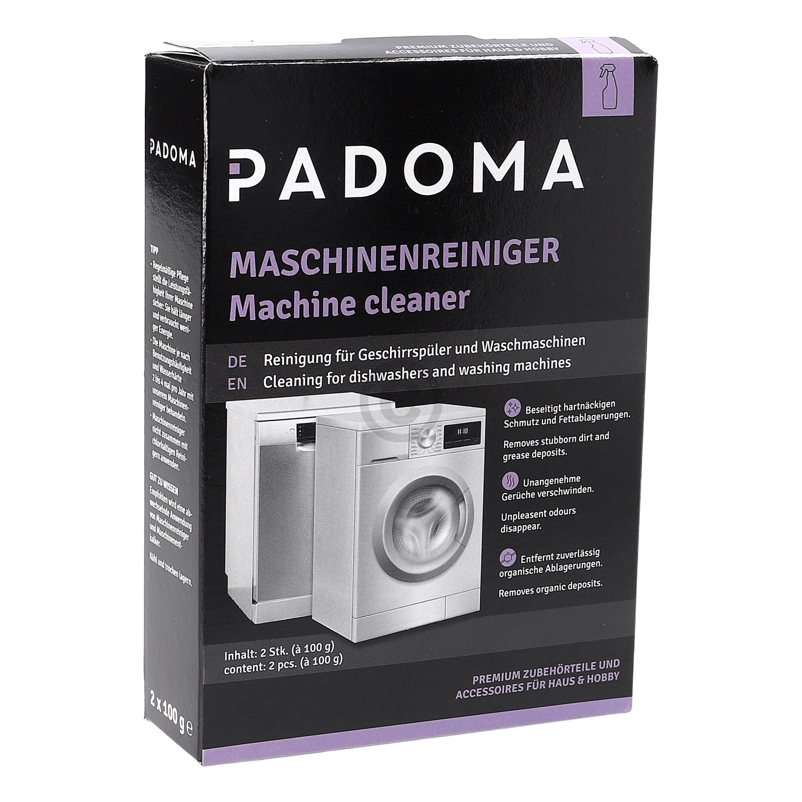 Maschinenreiniger PADOMA für Waschmaschine Geschirrspüler eine Anwendung 200g