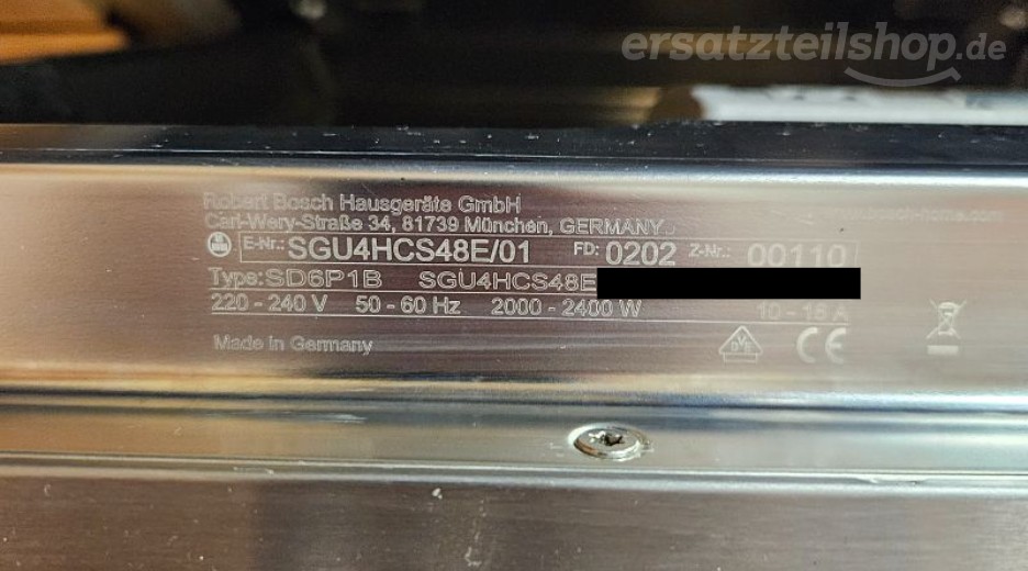 Typenschild Bosch SGU4HCS48E/01