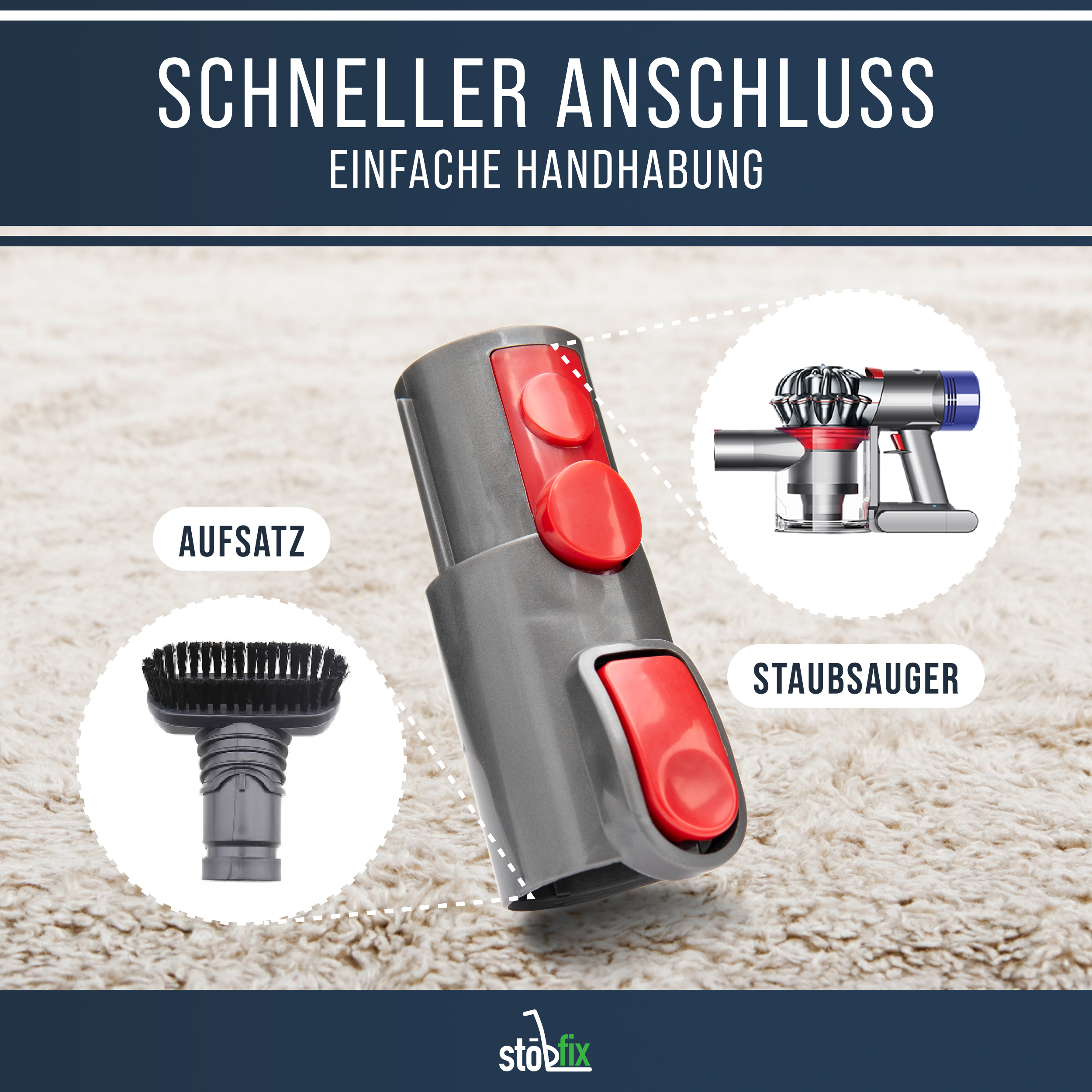 Anschluss Adapter wie Dyson 968235-01 für Dyson V7,V8, V10, V11 - rote Version