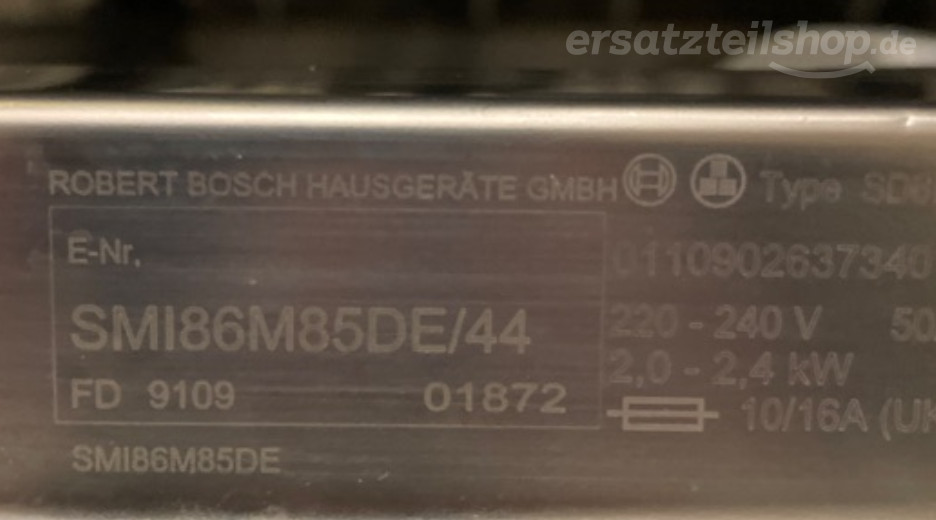 Typenschild Bosch  SMI86M85DE/44