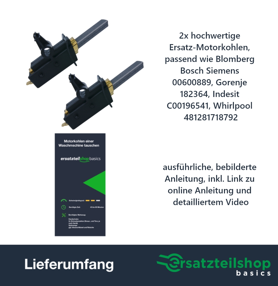 Motorkohlen [2er Set] für Waschmaschinen/Trockner von Bauknecht, Bosch wie 481281718792