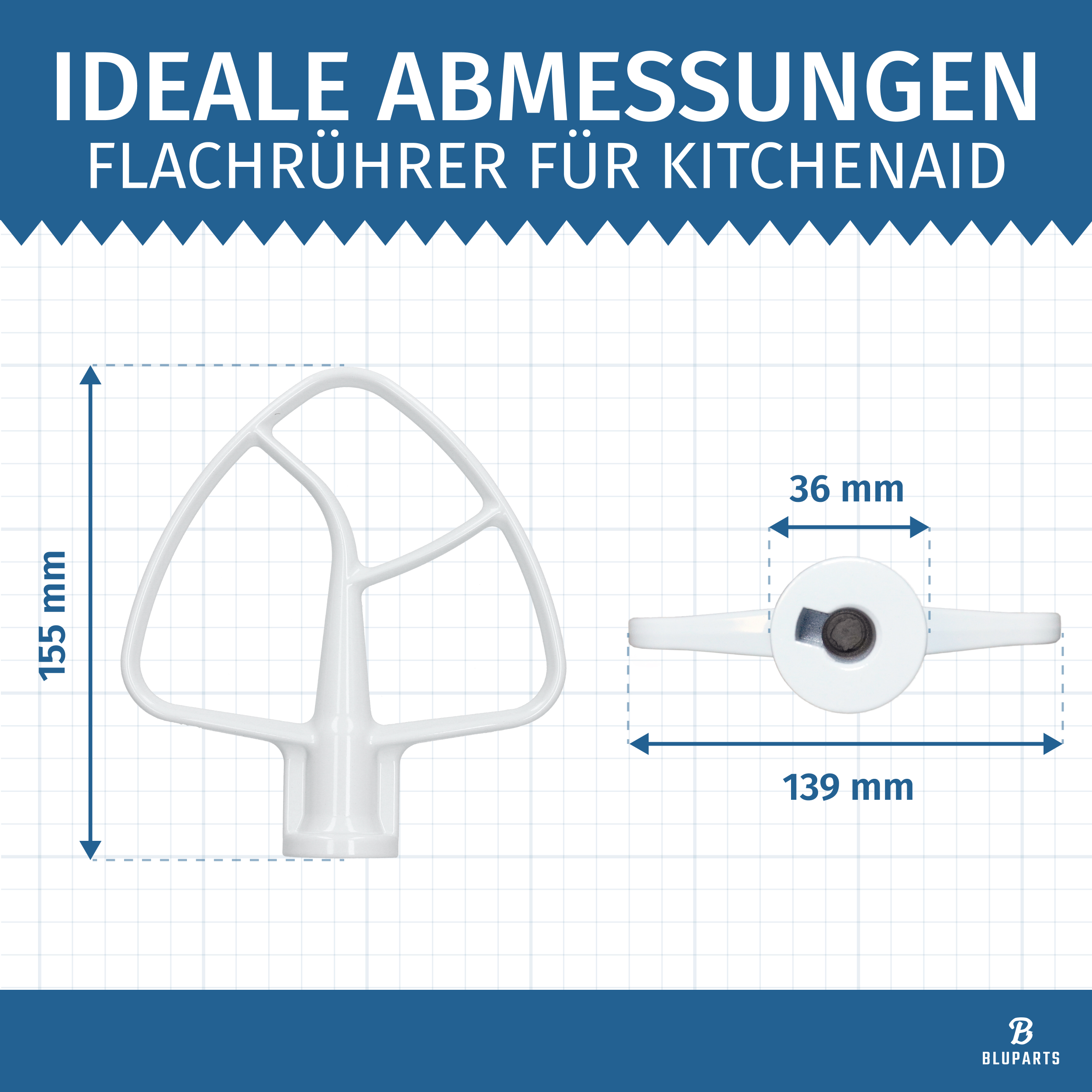 Flachrührer passend wie Flachrührer Kitchenaid Artisan K45B Kitchenaid Rührer, kompatibel mit Kitchenaid K45 AP3884849 W10672617