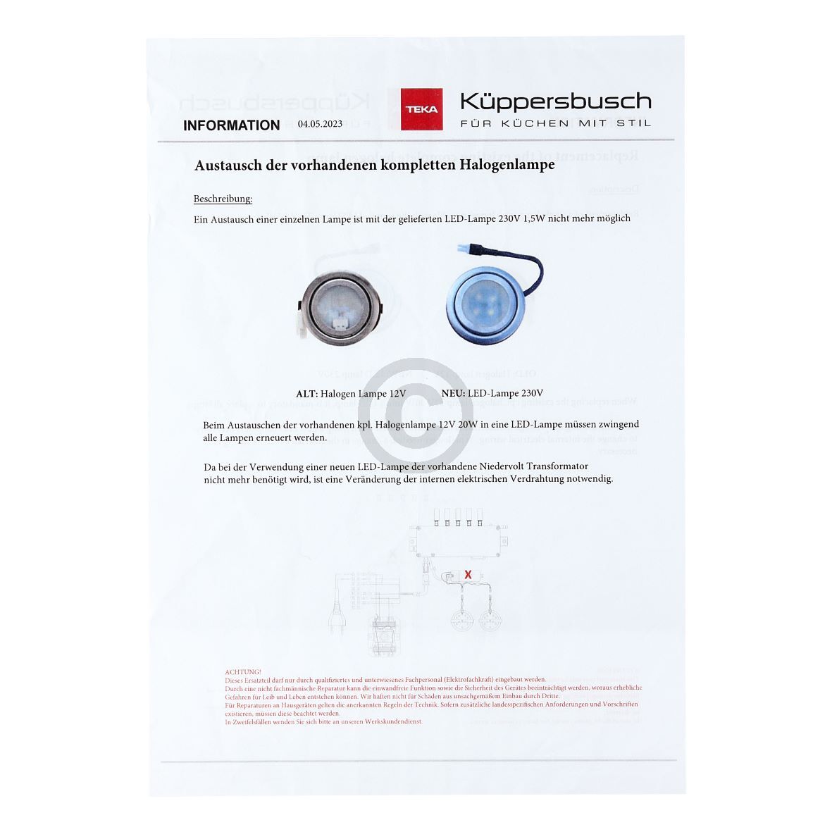 LED LAMPE 1,5W Küppersbusch 81455067 für Dunstabzugshaube