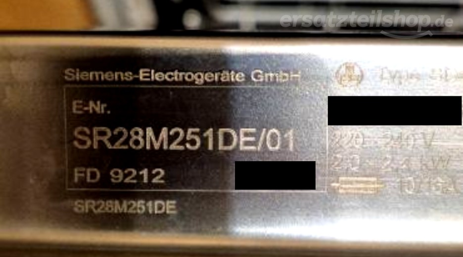 Typenschild Siemens SR28M251DE/01