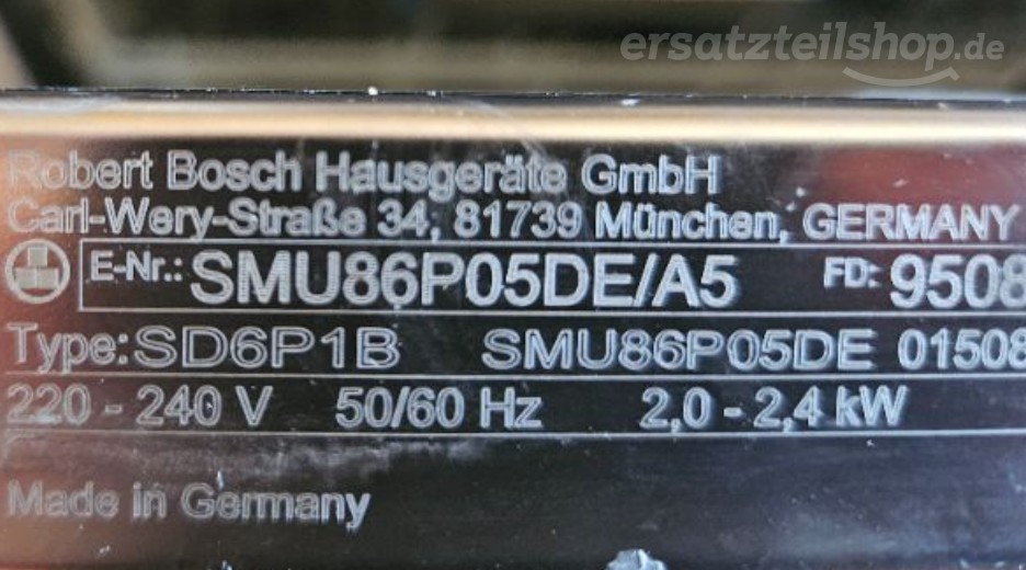 Typenschild Bosch SMU86P05DE/A5
