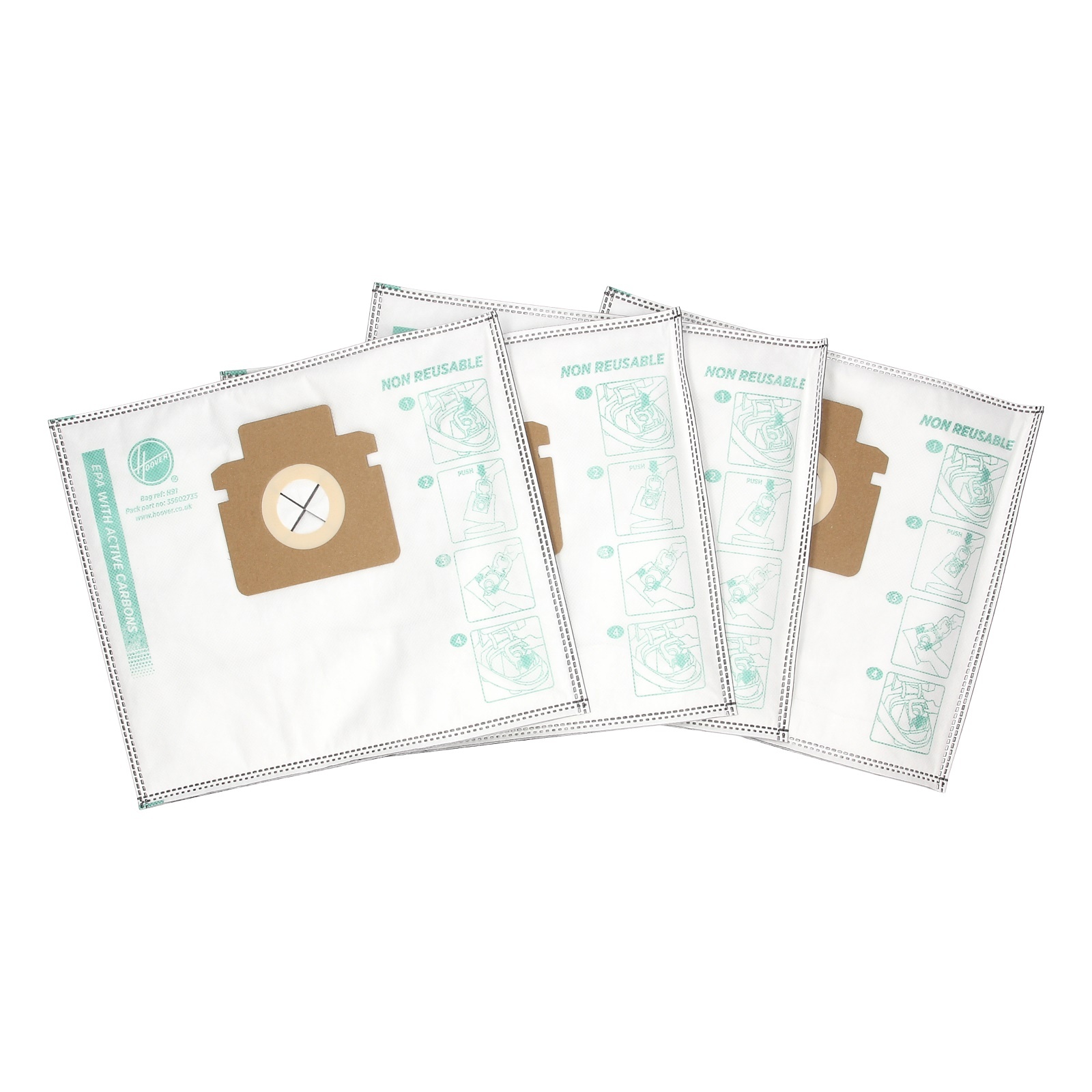 Staubsaugerbeutel für Hoover H-ENERGY 300 35602735 Mikrofaser, Aktivkohle