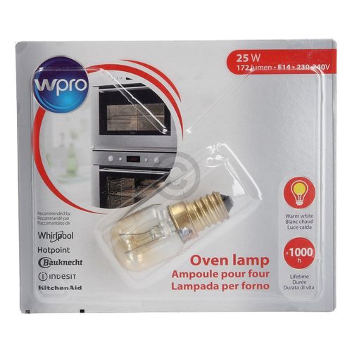 Lampe E14 25W Wpro 484000008842 24mmØ 56mm 230-240V klein bis 300° C für Backofen