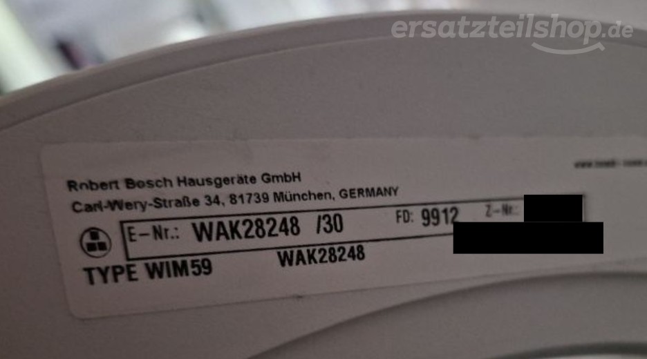 Typenschild Bosch WAK28248/30