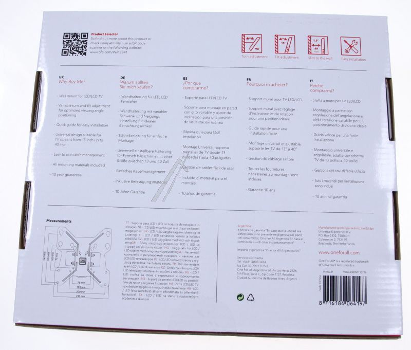 Smart-Line WM2241 Wandhalterung für Fernseher One For All Neig- und schwenkbar