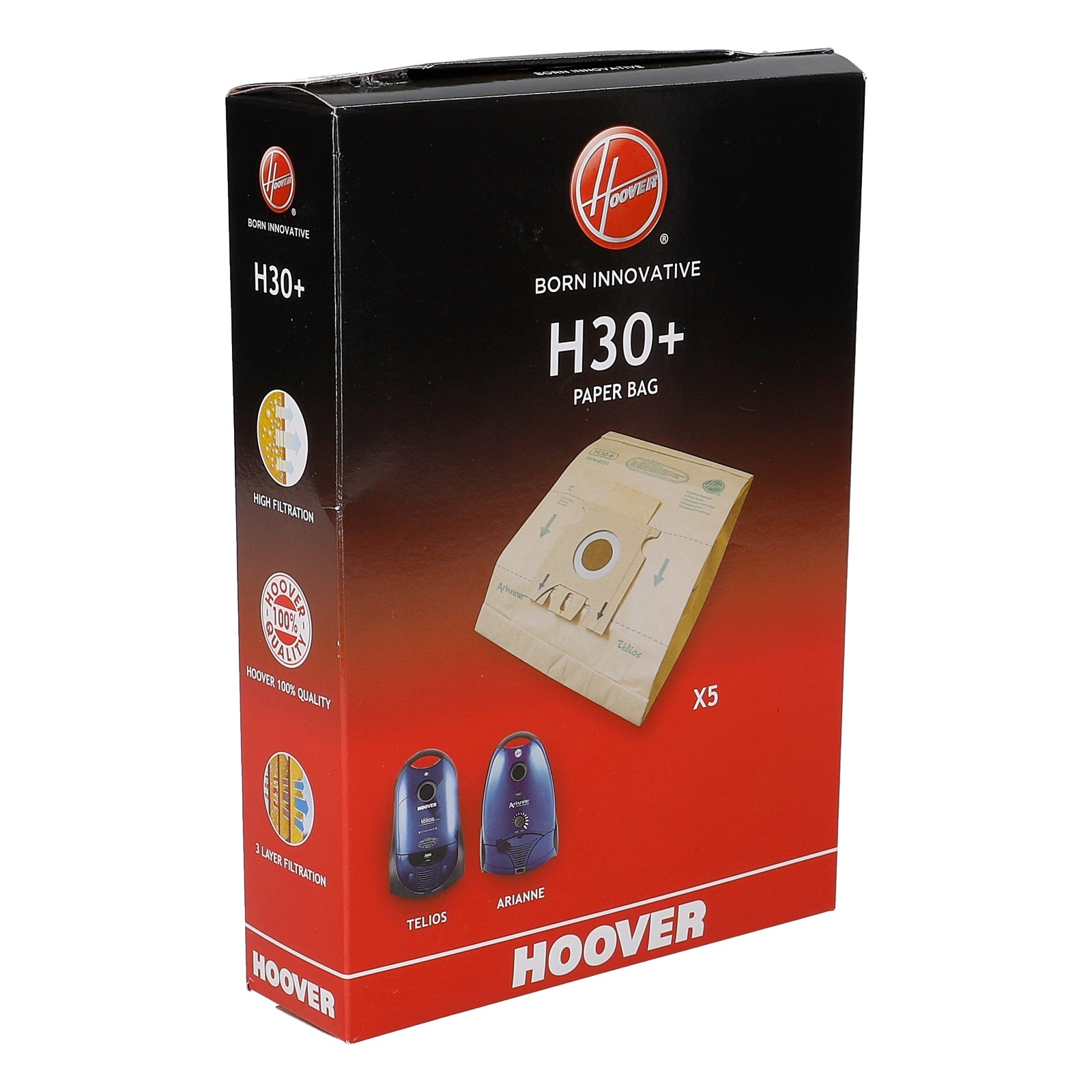 Staubsaugerbeutel H30+ für Staubsauger Candy Hoover 09178286 5 Stück