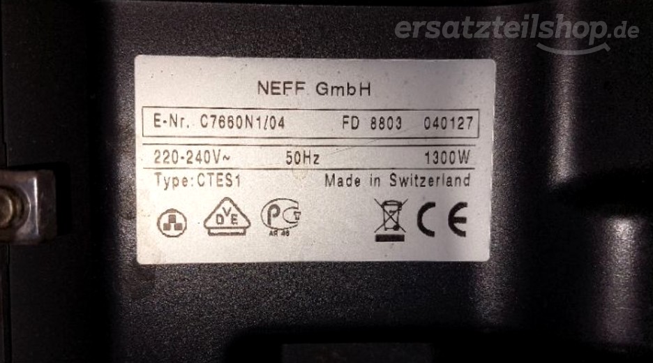 Typenschild Neff C7660N1/04