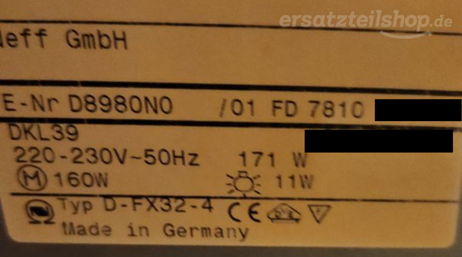 Typenschild Neff D8980N0/01