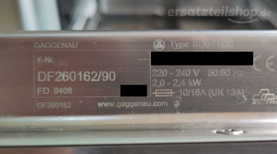 Typenschild Gaggenau DF260162/90