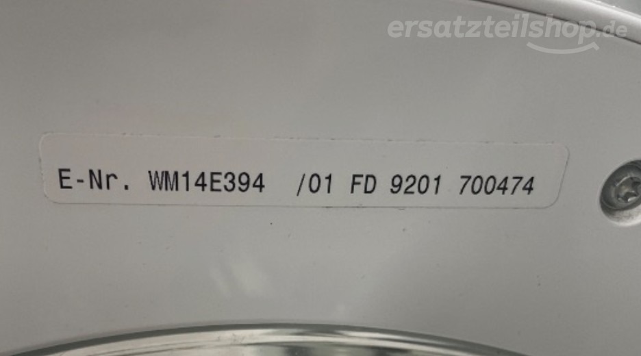 Typenschild Siemens WM14E394/01
