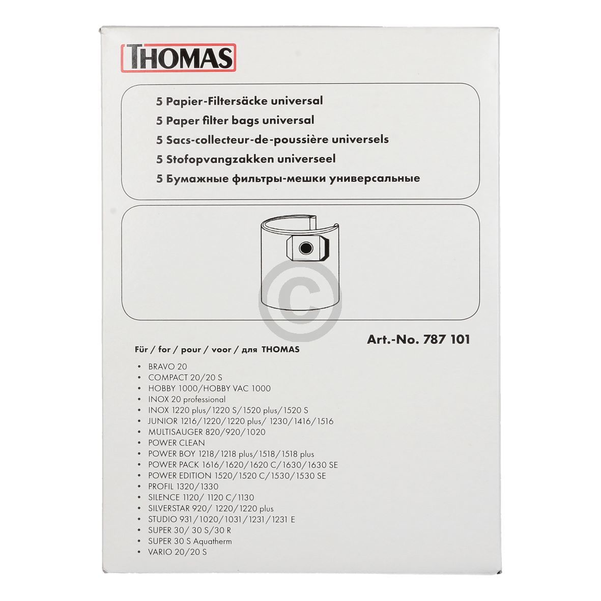 Filterbeutel THOMAS 787101 Nr 201 für Multisauger Nass Trocken 5Stk