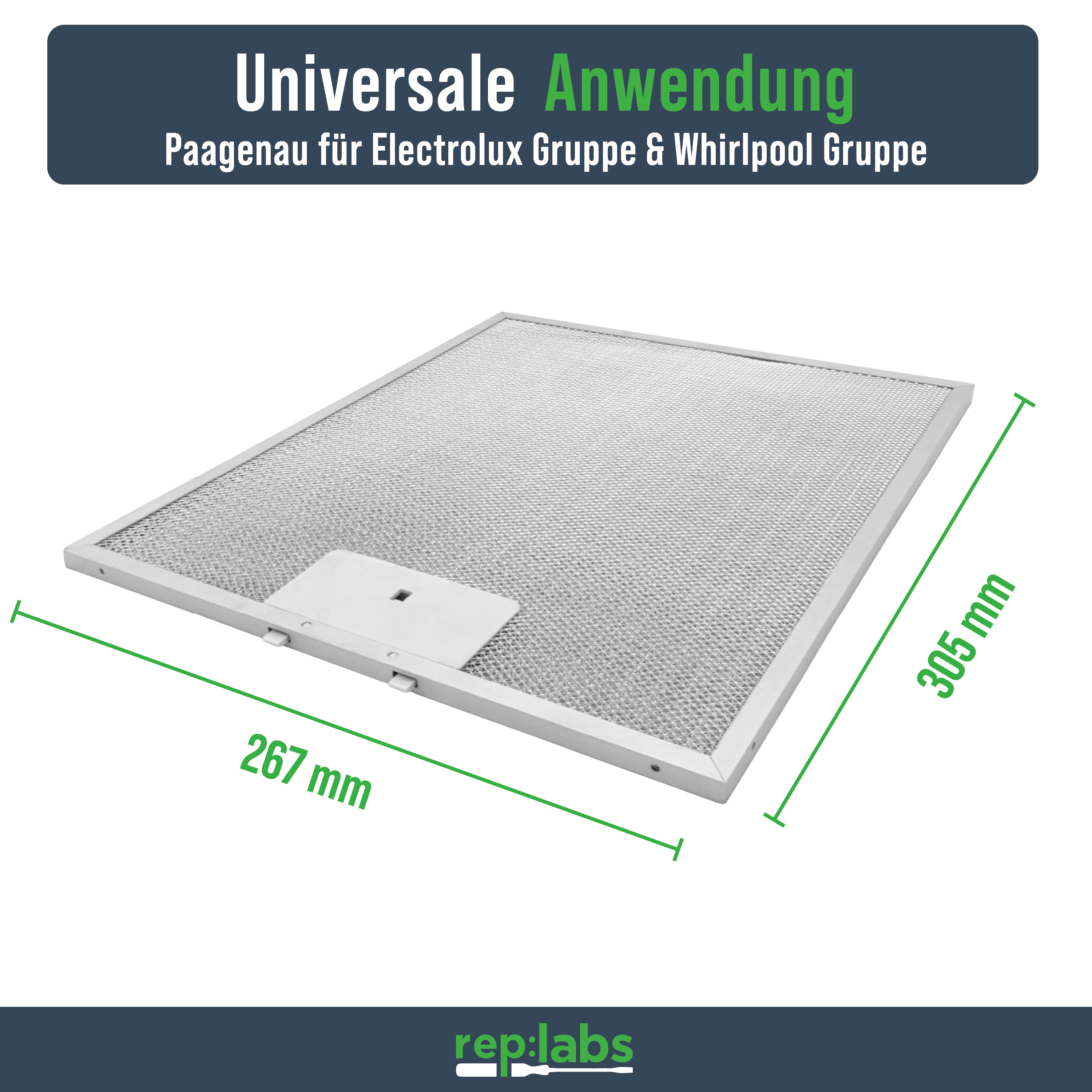 Fettfilter wie AEG 405525042/9 Metallfilter 305x267mm für Dunstabzugshaube