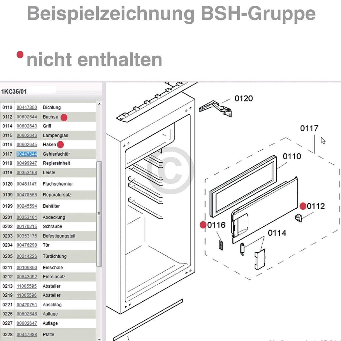 Gefrierfachtüre BOSCH 00447344 für Kühlschrank 6963330