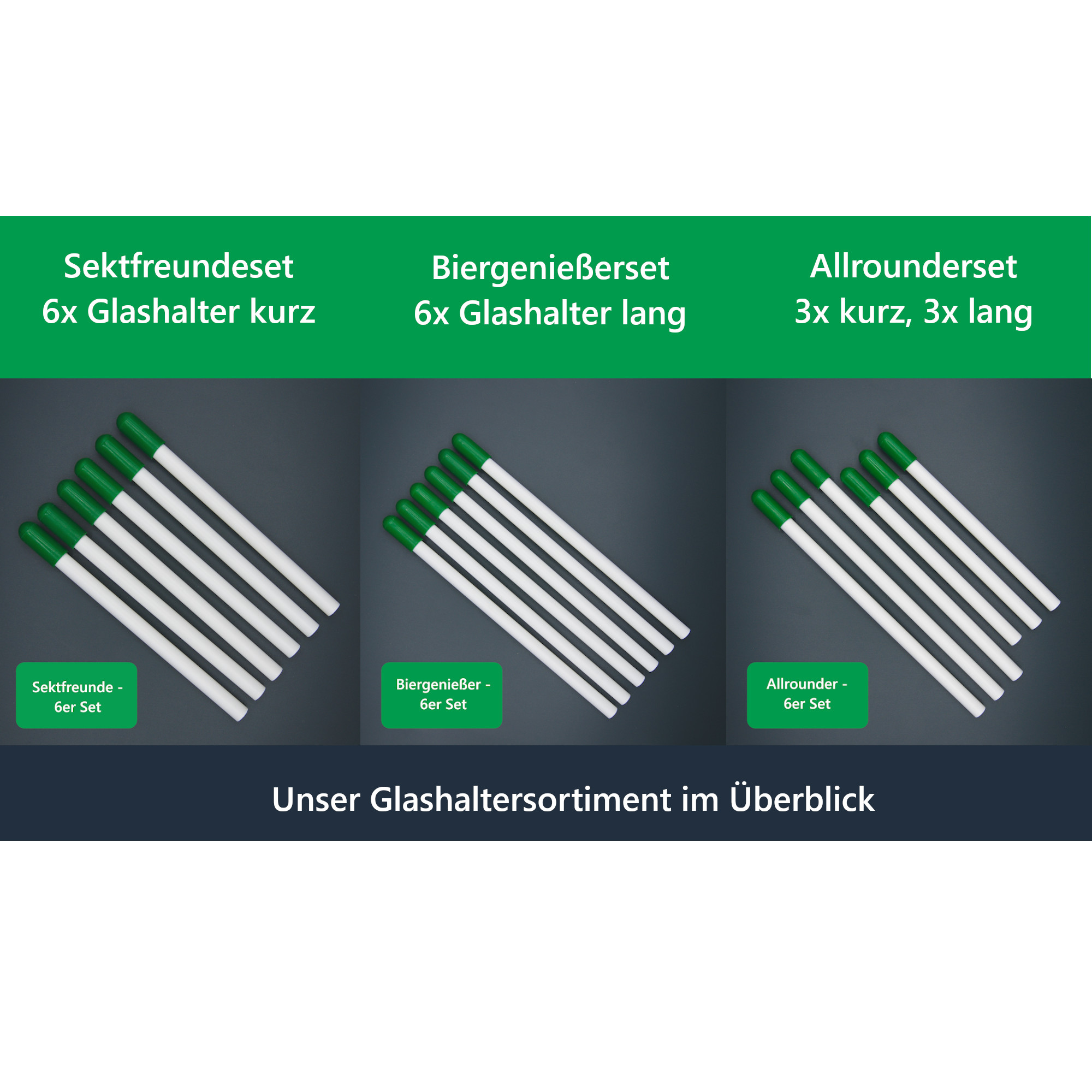 Glashalter für Geschirrspüler mit grünen Kappen - Set Allrounder