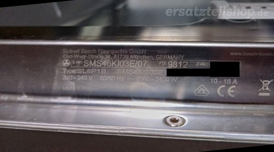 Typenschild Bosch SMS46KI03E/12