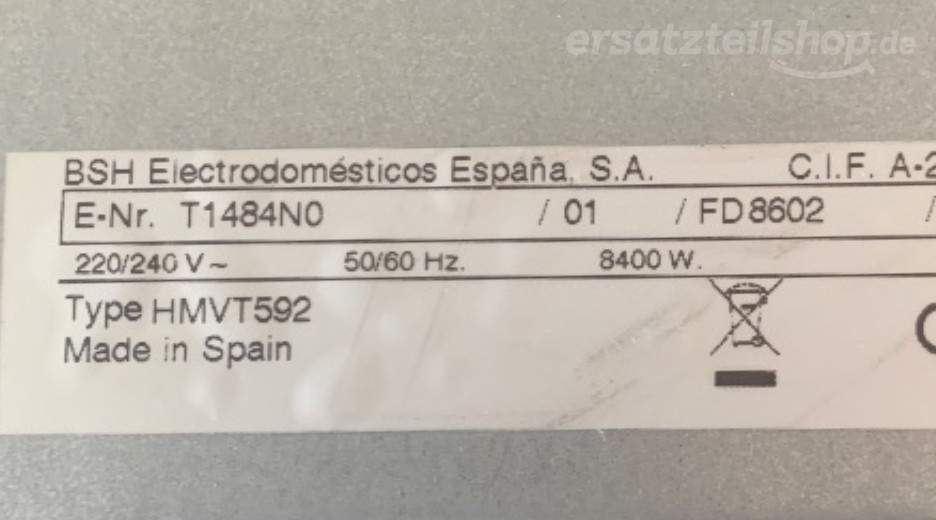 Typenschild Neff T1484N0/01