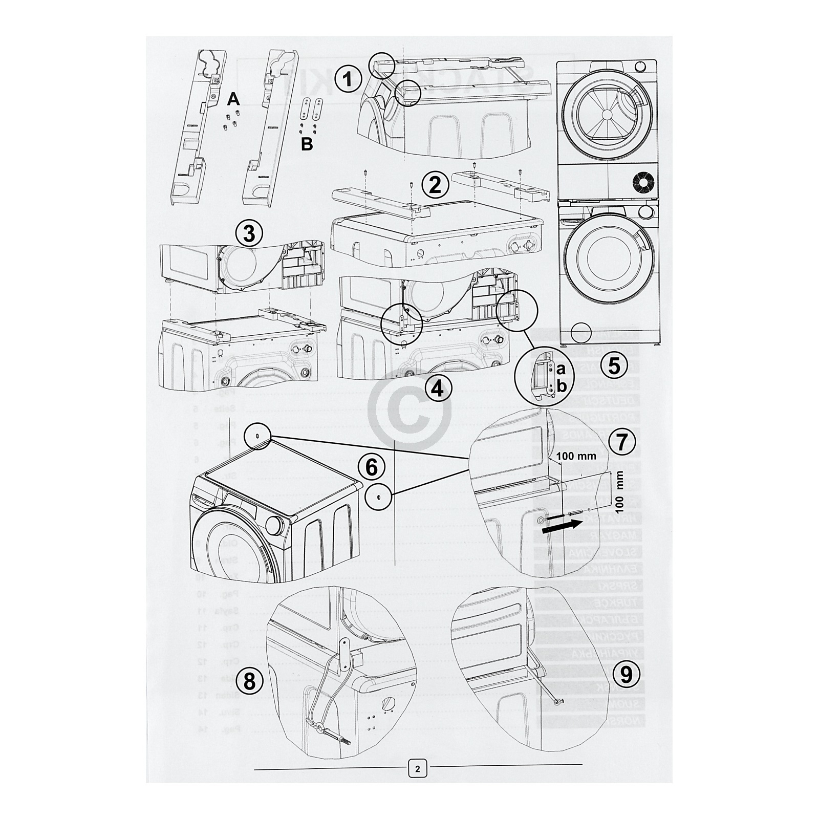 Stapelsystem für Waschmaschine Candy Hoover 35602394 Slim-Geräte
