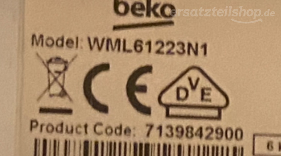 Typenschild Beko WML61223N1 BEKO 7139842900