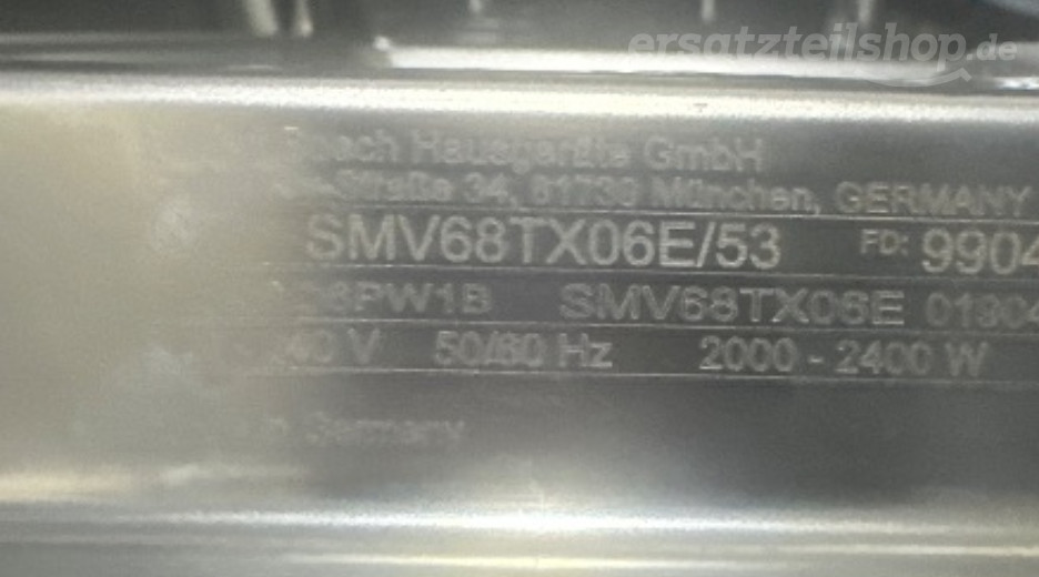 Typenschild Bosch SMV68TX06E/53
