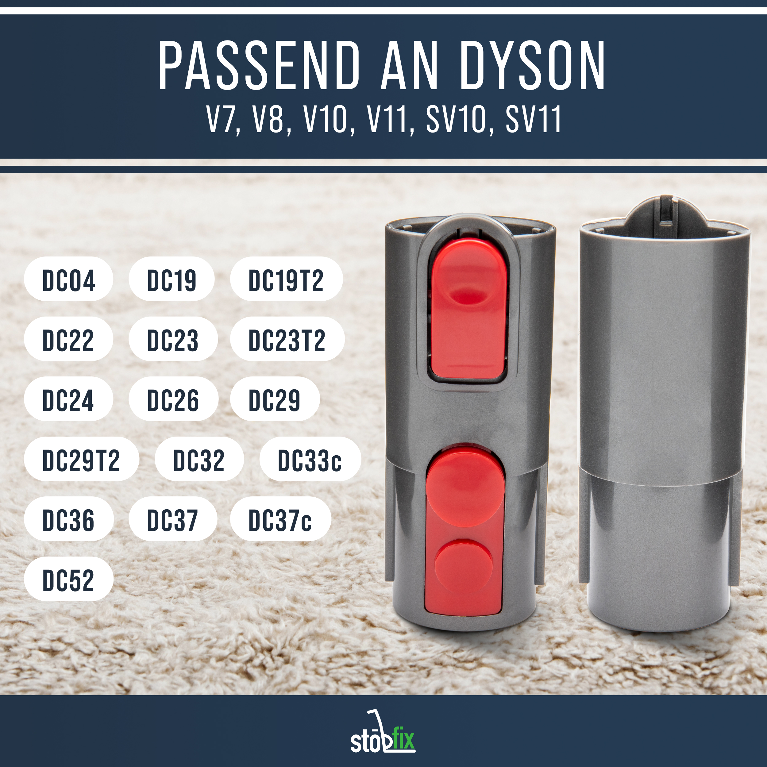 Anschluss Adapter wie Dyson 968235-01 für Dyson V7,V8, V10, V11 - rote Version