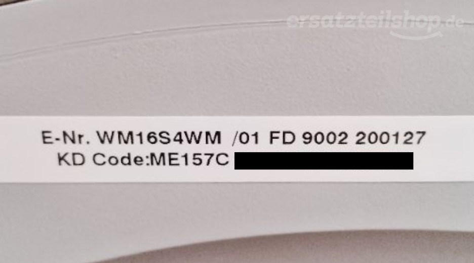 Typenschild Siemens WM16S4WM/01