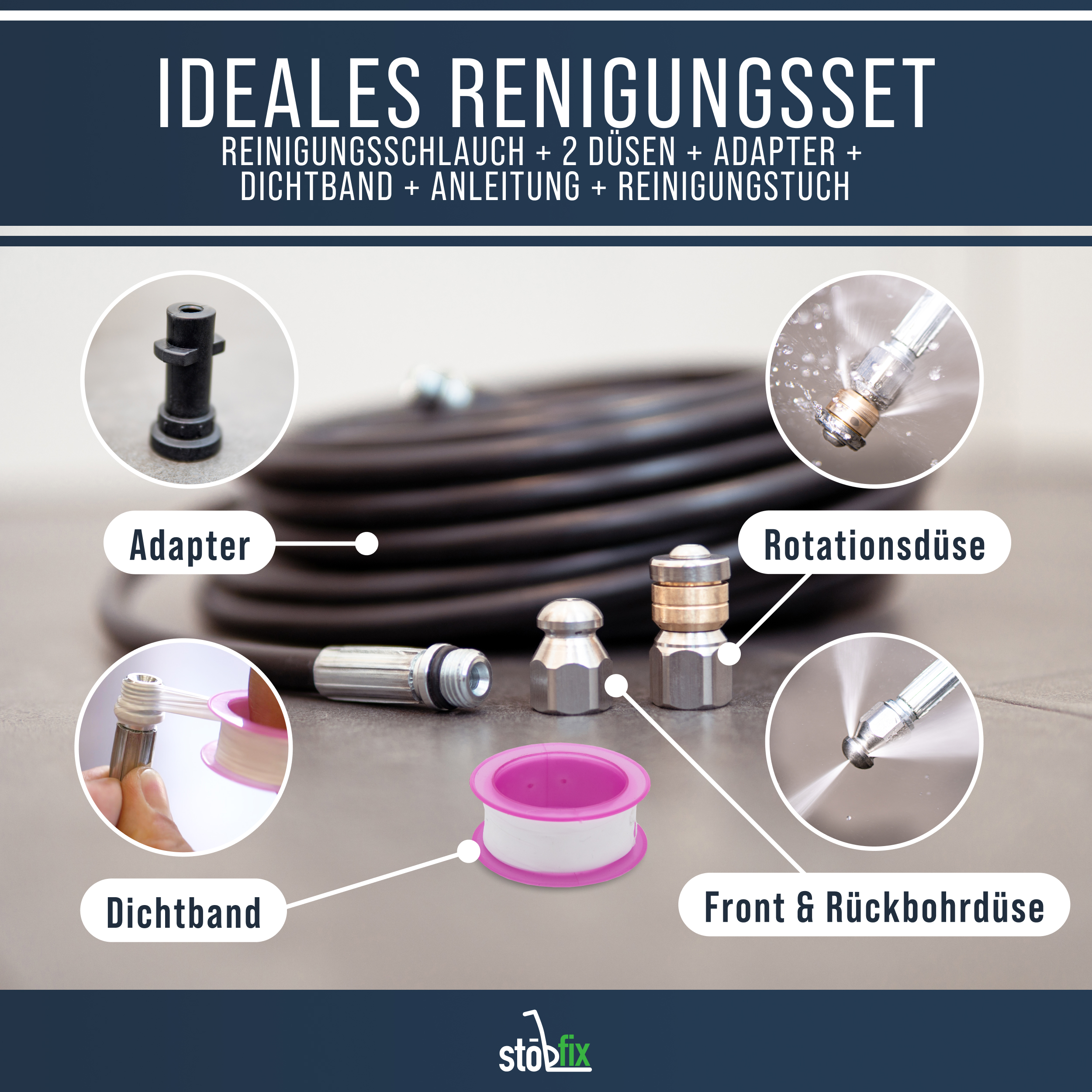 20m Rohrreinigungsschlauch für Kärcher passend für K2, K3, K4, K5, K6, K7 inkl. 2 Düsen 