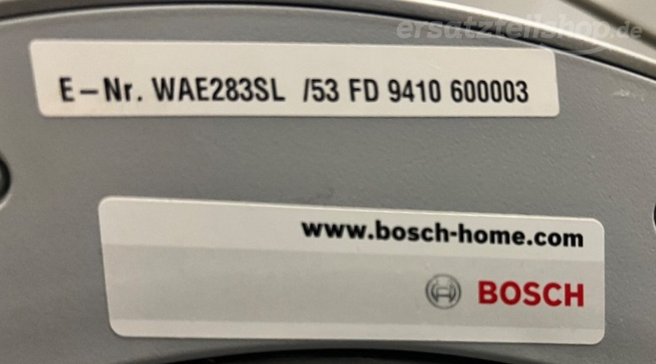 Typenschild Bosch WAE283SL/53