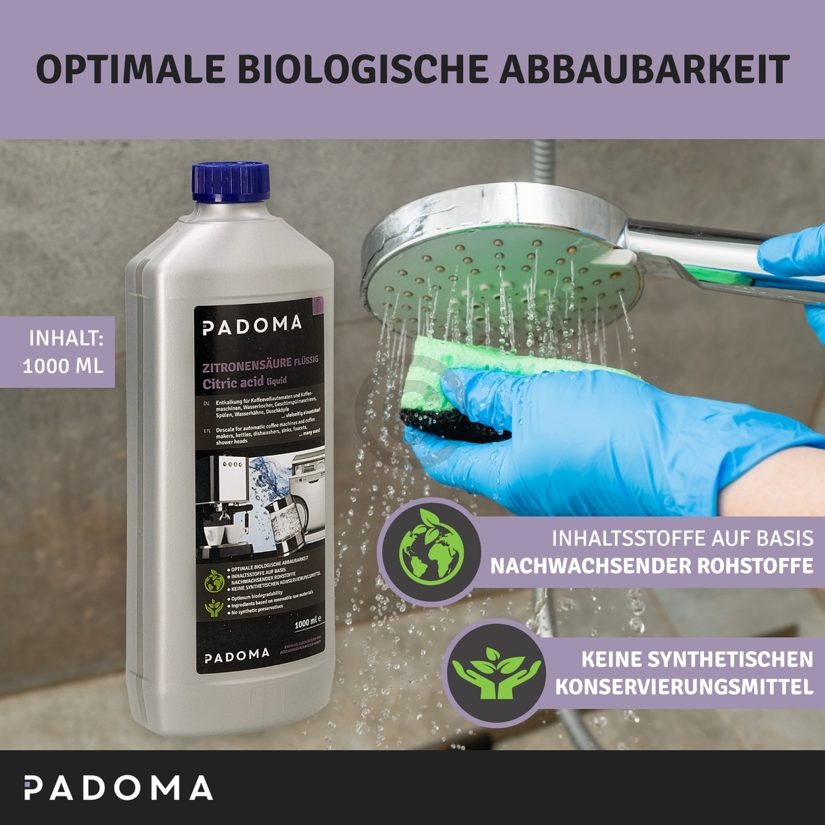 Zitronensäure PADOMA 10090132 für Haushaltsgeräte 1000ml